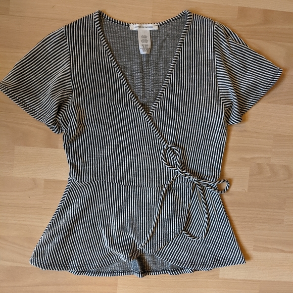 Caution To The Wind Tops - Tie Waist Peplum Top